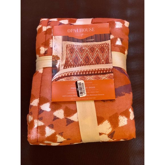 Standard Global Paisley Pieced Sham Rust Red Opalh - Picture 2 of 9